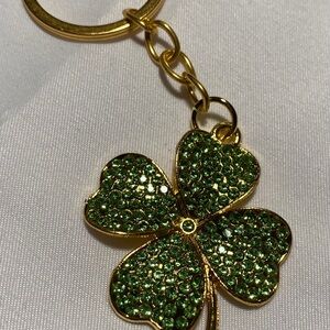 St. Patrick’s Day Purse Charm Green Rhinestone Clover